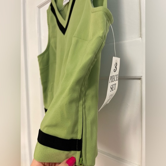 NWT Sag Harbor Lime Green/Black trim Jacket Size Petite 10 with sleeveless top - Picture 7 of 12